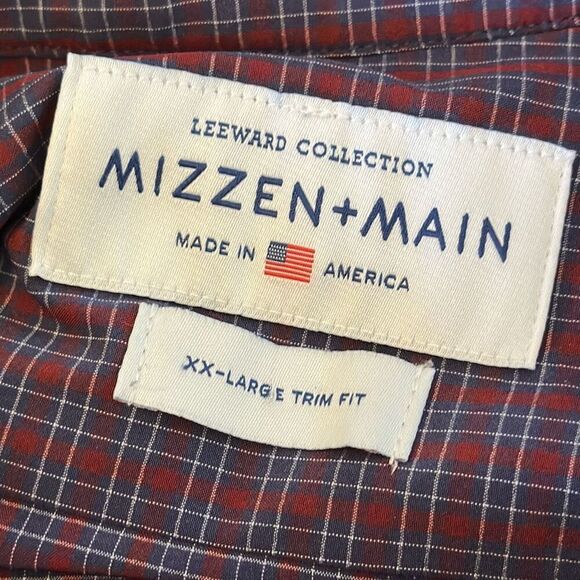 Mizzen + Main Leeward Collection Gingham Performance Shirt size XXL Trim Fit - Picture 4 of 7